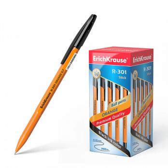Ручка шариковая черная Erich Krause "R-301. Orange" 0,7мм (0,35), оранжевый корпус  ЕК 43195