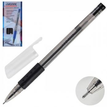 Ручка гелевая черная deVente 0,7(0,4)мм, игольч., рез.упор  5051609