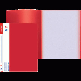 Папка А4 20 файлов deVente "Daily" красная, сменная этикетка, пластик-0,5мм, фактура "песок" 3101405