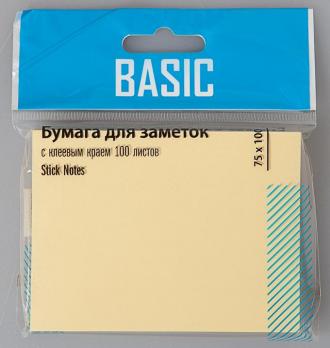 Блок самоклеящийся 75х100мм 100л Basic желтый 683005-01                