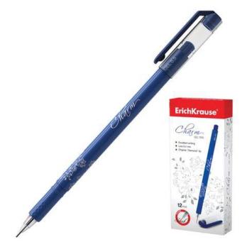 Ручка гелевая синяя Erich Krause "Charm" 0,5мм, синий прорезиненный корпус с узором  ЕК 39005 