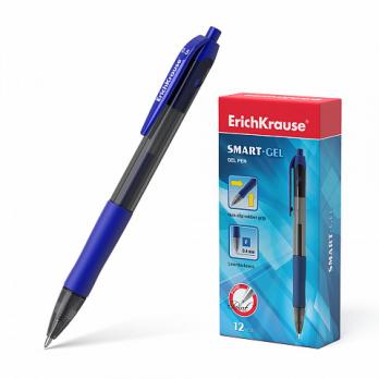 Ручка гелевая автоматическая синяя Erich Krause "Smart-Gel" 0,5(0,4)мм, рез. упор  ЕК 39011