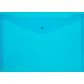 Папка-конверт с кнопкой A4 Attache "Элементари" 1шт, прозрачная синяя, пластик-0,18мм  1026496