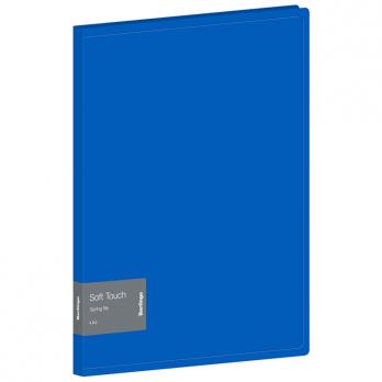 Папка с пружинным скоросшивателем Berlingo "Soft Touch" 17мм, 700мкм, синяя, с внутр. карманом FS4_17981