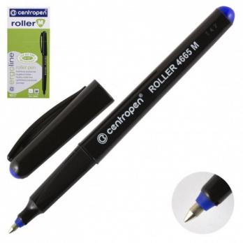 Ручка-роллер синяя Centropen "4665" 0,7(0,6)мм, одноразовая, 3-х гранный корпус  3 4665 0106  241120