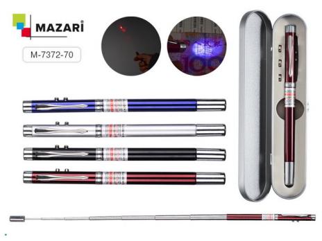 Ручка подарочная шариковая поворотная синяя Mazari "Surreal" лазерная и телескопическая указка, детектор валют, в футляре  М-7372-70