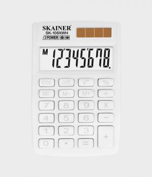 Калькулятор  8 разрядный Skainer 58x88х10мм, белый SK-108XWH