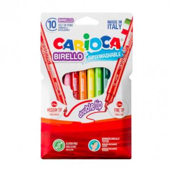 Фломастеры 10цв Carioca "Birello" 2-х сторонние, d-2,6(4,7)мм, смываемые  41438 013658