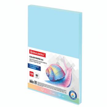 Бумага для оргтехники цветная А4 100л Brauberg пастель, голубая, 80 г/м²  112445