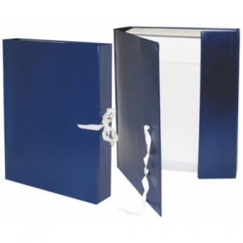 Папка архивная А4 синяя, 45мм, снаружи и внутри оклеена белой бумагой, бумвинил, на завязках  110187
