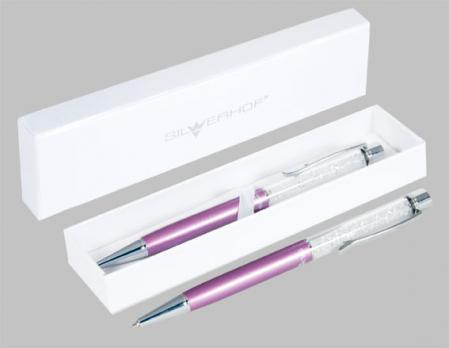 Ручка подарочная шариковая поворотная синяя Silverhof "Glam Shine" с кристаллами  026081-02