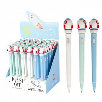 Ручка шариковая синяя Alingar "Ракета" 0,5мм, с подсветкой, пластик. корпус, ассорти AL8516
