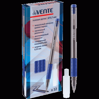 Ручка гелевая синяя deVente 0,7(0,4)мм, резин.упор  5051608