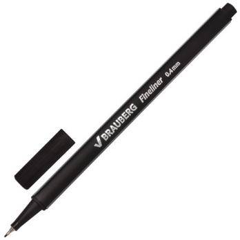Ручка капиллярная черная Brauberg "Aero" 0,4мм, 3-х гранный корпус  142252