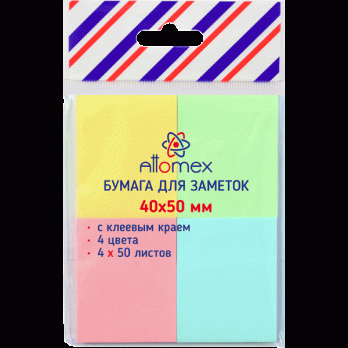 Блок самоклеящийся 40х50мм Attomex "Пастель" 4цв по 50л  2010201