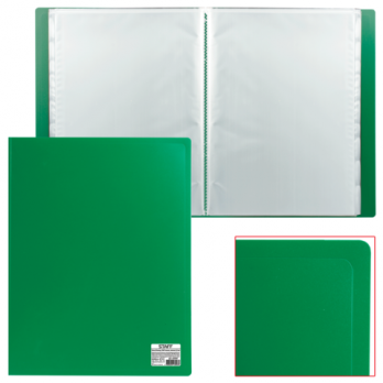 Папка А4 10 файлов Staff зеленая, корешок-8мм, пластик-0.5мм  225691