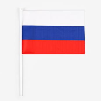 Флаг 30х45см "Россия" полиэфирный шелк, шток-60см  412818