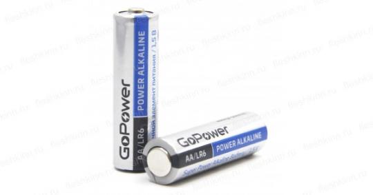 Батарейка GoPower LR6 AA BL2  1.5V 1шт LR6 солевая, пальчиковая, 1шт   00-00019861  00-00015592