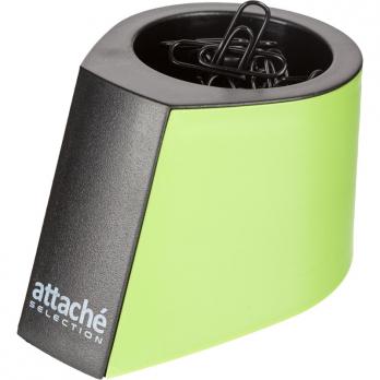 Диспенсер для скрепок 91х62мм Attache Selection черно-зеленый, со скрепками 28мм (50шт), магнитный   809693