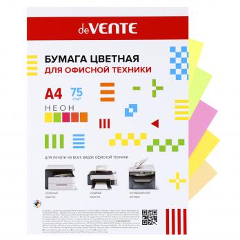 Бумага для оргтехники цветная А4  50л deVente 5 цветов, неоновые цвета,75 г/м²   2072243