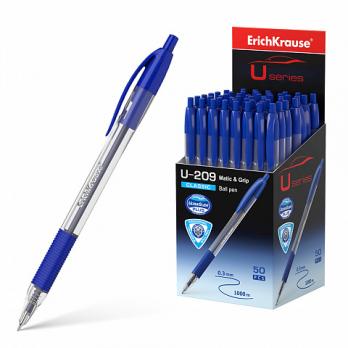 Ручка шариковая автоматическая синяя Erich Krause "U-209 Classic Matic&Grip" 1,0(0,3)мм  ЕК 47578