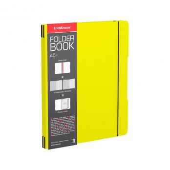 Записная книжка А5+ 96л Erich Krause "FolderBook Neon" желтая, съемная обл., на резинке  ЕК 56117 