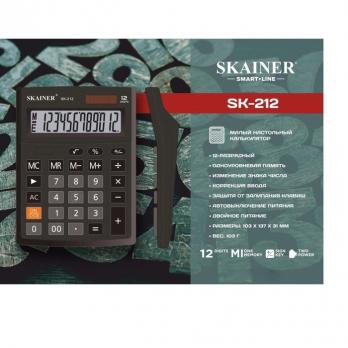 Калькулятор 12 разрядный Skainer 103x137х31мм, черный  SK-212