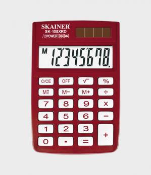 Калькулятор  8 разрядный Skainer 58x88x10мм, красный  SK-108XRD