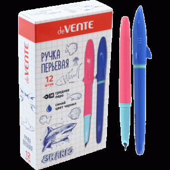 Ручка перьевая синяя deVente "Shark" среднее перо M (Medium)  5100002