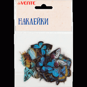 Наклейки 6x6см/2x4см deVente "Blue butterflies" ПВХ, в пластиковом пакете, ассорти  8002231