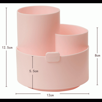 Подставка для канц.принад. deVente "Orbit" розовая, 3отд., вращ., пластик   4102201