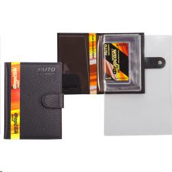 Бумажник водителя стандарт с пластиковыми карманами с хлястиком черный FR-BS01-RK01