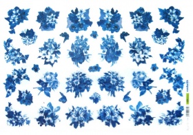 Бумага для декупажа 35х50см Renkal "Цветы синие" плотность 25г/м2  QSIPR196                