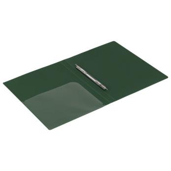 Папка-скоросшиватель А4 Brauberg "Диагональ" т-зеленая, пластик-0.6мм, до 100л, с карманом. 221354
