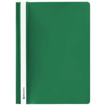 Папка-скоросшиватель А4 Brauberg зеленая, пластик-0,13/0,18мм, с прозр. верхом  220414
