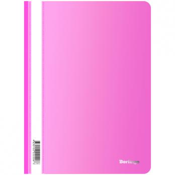 Папка-скоросшиватель А4 Berlingo "Neon" неоновая розовая, пластик-0,18мм, с прозр.верхом ASp_04612
