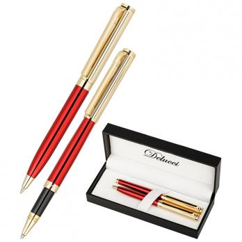 Набор Delucci "Rosso" : ручка шарик., 1мм и ручка-роллер, 0,6мм, синие, корпус вишн/зол CPn_11831  202922
