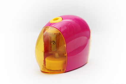 Точилка электрическая 1отв Проф-Пресс с контейнером, розово-желтая  Тк-3543
