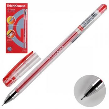 Ручка гелевая красная Erich Krause "G-Point" 0,38(0,25)мм, прозрачный корпус  ЕК 17629