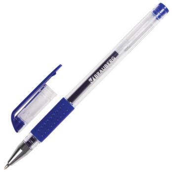 Ручка гелевая синяя Brauberg "Number One" 0,5(0,35)мм, рез.упор 141193