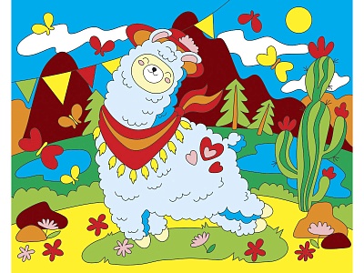 Картина по номерам 20х25см Рыжий кот "Перуанская лама" холст+7 акрил. красок  Х-9405