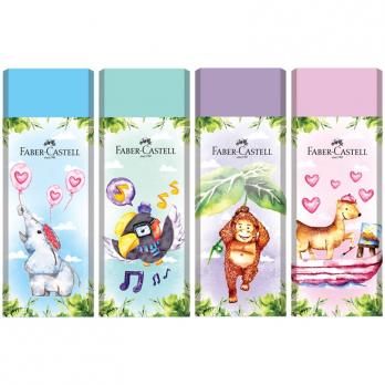Ластик Faber-Castell "Happy Jungle" 62х21,8х11,5мм, прямоугольный, картонный футляр, ассорти  188739