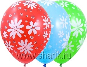 Шар воздушный 12" (30см) BELBAL "Ромашки" пастель, шелкография, ассорти, 1шт  1103-0440