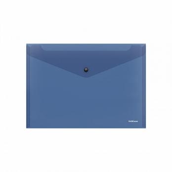 Папка-конверт с кнопкой A4 Erich Krause "Glossy Classic" синяя, полупрозр., пластик-0,16мм  ЕК 50260