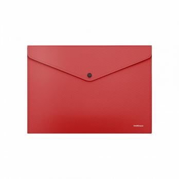 Папка-конверт с кнопкой A4 Erich Krause "Diagonal Classic" красная, непрозр, пластик-0,16мм ЕК 50292