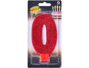 Свеча для торта "0" - "9" "Блестки" Веселая Затея 13см, ассорти  1502-4635-4644
