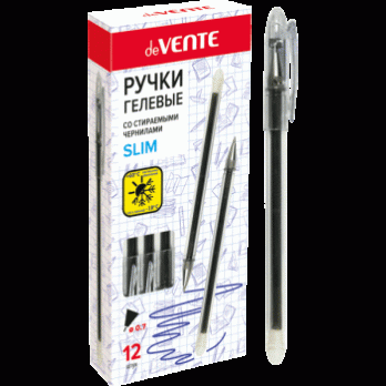 Ручка "пиши-стирай" гелевая черная deVente "Slim" 0,7(0,4)мм   5051845