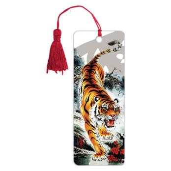 Закладка для книг 3D Brauberg "Бенгальский тигр" объемная, с декоративным шнурком-завязкой 125755