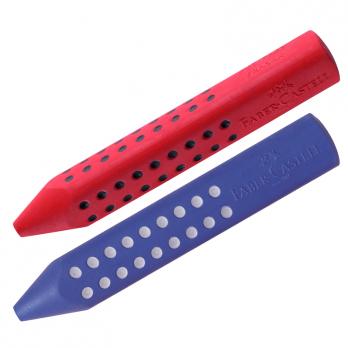 Ластик Faber-Castell "Grip 2001" 90х15х15мм, 3-х гранный, красный/синий   187101